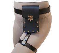 Larswon Sac de jambe Renaissance - Harnais de cuisse en cuir synthétique pour femme, noir, Medium, Sac Renaissance