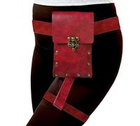 Larswon Sac de jambe Renaissance - Harnais de cuisse en cuir synthétique pour femme, Rouge, 4.1" L x 1.8" D 6.5" H, Sac Renaissance