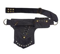 Larswon Sac de Jambe Renaissance pour Femme - Ceinture Renaissance - Sac de Festival - Sac de Hanche pour Femme, Noir, Medium, Sacs Renaissance