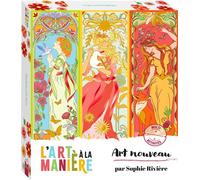 L'art à la manière Art nouveau - coffret avec accessoires + 8 tableaux - Sophie Rivière - Deux Coqs D'or - Coffret - Jeux livres objets