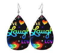 L'Art Coloré De Vivre Rire Et Aimer Boucles D'Oreilles En Forme De Goutte Luxueux Boucles D'Oreilles Pendantes Décontractées Boucle D’Oreille En Cuir Pour Voyages Décorations Les Vacances