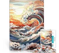 l'art des Vagues japonaises Puzzle pour Adolescents 1000 pièces Casse-tête pour avec des pièces de Formes aléatoires entièrement imbriquées 38x26cm