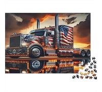 l'art du Camion américain Puzzle 1000 Pièces avec Clic Parfait, Puzzle Adulte Ultra Difficult Puzzle pour Un Jeu De Puzzle De Fête, pour Les Amateurs D'énigmes 52x38cm/1000pcs