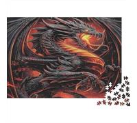 l'art du Dragon de feu Puzzle 1000 Pièces Adulte sans Poussière, Puzzle Difficile énigme De Compétence Logique pour Une Activité Zen, Puzzle Cadeau d'anniversaire 70x50cm/1000pcs