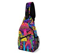 L'Art Magique Du Monde Des Champignons Psychédéliques Unisexe Sac De Poitrine Léger Sacs D'Epaule Avec Poches Multiples Sac À Bandoulière Pour Extérieur Business Usage Quotidien