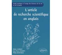L'article de recherche scientifique en anglais: Guide pratique à l'usage des sciences de la vie et de la santé