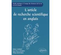 L'article de recherche scientifique en anglais - Guide pratique à l'usage des Sciences de la Vie et de la Santé - Didier Carnet - Ellipses - broché - Méthode de langue