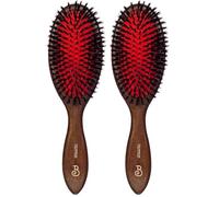 L'Artisan Brossier - Brosse à Cheveux Pneumatique en Hêtre Massif - Brosse Traditionnelle Grand Format, 100% Naturelle, Pur Poils de Sanglier - Fabrication Française Noir Ébène (Lot de 2)
