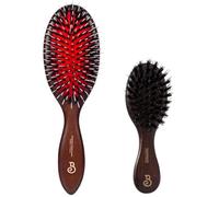 L'Artisan Brossier - Lot de deux Brosses Chardon en Hêtre Massif - Brosse Grand Format Noir Ébène 22,5cm et Brosse de Sac 14cm, Pur Poils de Sanglier - Fabrication Française
