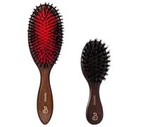 L'Artisan Brossier - Lot de deux Brosses en Hêtre Massif - Brosse Grand Format Noir Ébène 22cm et Brosse de Sac 14cm, Pur Poils de Sanglier - Fabrication Française