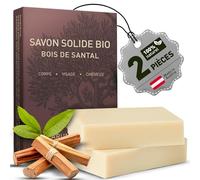 larum sports Savon bio Corps et Cheveux BOIS DE SANTAL - Savon de Marseille Solide Inspiré Traditionnel 100% Végétal - Gel Douche Solide Familial - 2x 85g