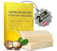 larum sports Savon bio Corps et Cheveux CITRON VERT MACADAMIA - Savon de Marseille Solide Inspiré Traditionnel 100% Végétal - Gel Douche Solide Familial - 2x 85g