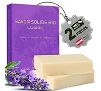 larum sports Savon bio Corps et Cheveux LAVANDE - Savon de Marseille Solide Inspiré Traditionnel 100% Végétal - Gel Douche Solide Familial - 2x 85g