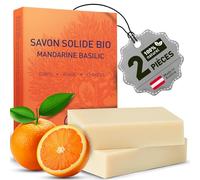 larum sports Savon bio Corps et Cheveux MANDARINE BASILIC - Savon de Marseille Solide Inspiré Traditionnel 100% Végétal - Gel Douche Solide Familial - 2x 85g