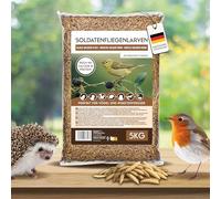 Larves de mouches soldats séchées de qualité supérieure - Nourriture pour oiseaux - Nourriture pour poissons et reptiles - Nourriture naturelle riche en protéines comme les vers de farine (5000 g)