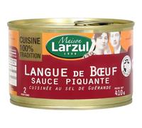 LARZUL - Langue de Bœuf Sauce Piquante - Plat Cuisiné Traditionnel Français au Sel de Guérande - Produit de Bretagne - 2 Portions - la boîte de 410g - Le Lot De 2