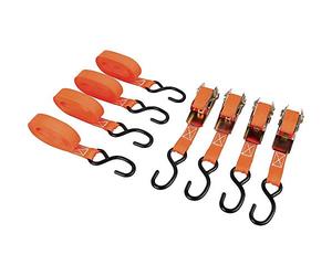 LAS 10342 Lot de 4 Sangles d'arrimage avec cliquet et Crochets en S 5 m x 2,5 cm