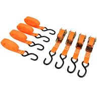 LAS 10342 Lot de 4 Sangles d'arrimage Poids Lourd avec Cliquet et Crochets en S 5 m x 2,5 cm