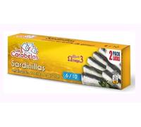Las Carabelas Petites Sardines à l'Huile de Tournesol, Calibre 6/10, Pack de 3 Boîtes de 90g