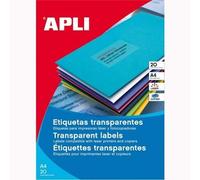 APLI Feuilles d'étiquettes 1225 – Transparentes A4 pour imprimantes laser et copieurs (20 feuilles)