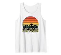 Las Vegan, rétro Coucher de Soleil Amusant Champignon et Tomate Paysage Urbain Débardeur