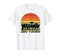 Las Vegan, rétro Coucher de Soleil Amusant Champignon et Tomate Paysage Urbain T-Shirt