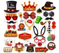 Las Vegas Accessoires De Stand Photo De Casino Kit d'Accessoires De Selfie pour Thème De Poker Bricolage Drôle pour Une soirée Jeux, Un Anniversaire ou Une fête sur Le thème du Casino 30 Pièces