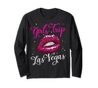 Las Vegas Girls Trip Shirts pour Femmes Anniversaire lèvres Roses Manche Longue