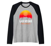 Las Vegas Nevada State USA Vintage Sunset City Skyline Manche Raglan