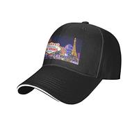 Las Vegas Night City Casquette de baseball décontractée Sandwich réglable lavable classique à bord incurvé pour homme et femme