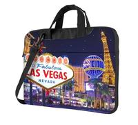 Las Vegas Night City Housse pour ordinateur portable imprimée Housse imperméable pour ordinateur portable Housse de transport amusante pour ordinateur portable, Noir/blanc, 15.6In