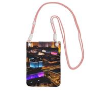 Las Vegas Night View Sac à main pour téléphone portable pour femme, pochette pour téléphone portable, étui portefeuille avec bandoulière rose pochette de voyage