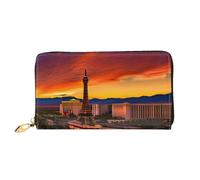 Las Vegas Portefeuille en cuir pour téléphone portable, carte de crédit, argent avec poche zippée, noir, taille unique, Noir/blanc, One Size