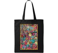 Las Vegas Sac fourre-tout en coton écologique avec poster psychédélique Art Fear City Trippy Noir, Noir , Taille unique