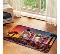 Las Vegas Sunset 1 imprimé Tapis de nourriture absorbant antidérapant en cuir synthétique pour chien chat