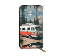 Las Vegas Sunset 1 portefeuille en cuir pour femme et homme, grand portefeuille avec 12 emplacements pour cartes, portefeuille pour passeport, Motif Happy Camper, One Size