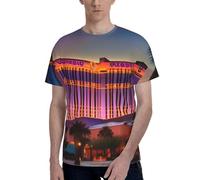 Las Vegas Sunset 1 Print Hommes Summer Fashion T-Shirt Respirant Doux Manches Courtes Casual Tee Gym Office Wear, Noir/blanc, XL