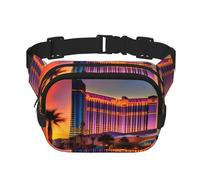Las Vegas Sunset 1 Sac banane carré double couche réglable pour exercice, course à pied, voyage, randonnée, noir, One Size