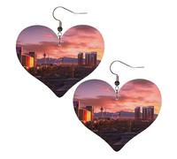 Las Vegas Sunset Boucles d'oreilles élégantes en cuir en forme de cœur Accessoires tendance et uniques pour un usage quotidien, taille unique