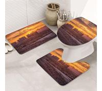 Las Vegas Sunset Lot de 3 tapis de bain avec couvercle de toilette, tapis de toilette en forme de U et tapis de bain absorbant en microfibre, séchage rapide, lavable en machine