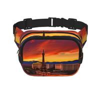Las Vegas Sunset Square Sac banane double couche réglable pour exercice, course à pied, voyage, randonnée, noir, One Size