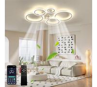 LASANYA Ventilateur De Plafond Avec Lumière Avec Télécommande, 6 Vitesses, Dimmable Luminaire Ventilateur Plafonnier LED, Luminaire, Et Réversible DC, Design Circulaire Rétro Silencieux