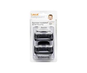 Lascal KiddyGuard Avant/Accent/Assure Support barrière de sécurité, Support escaliers avec rampes arrondies ou angulaires jusqu’à ø50 mm, Set de 2 fixations, noir