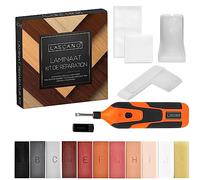 Lascano® Kit de réparation pour stratifiés | Fondeur de cire avec connexion USB | parquet, stratifié, meubles en bois et bien plus encore. | Mastic à bois avec [11] bâtons de cire dure