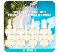 LASENTEUR Désodorisant Maison Recharger 12 x 19 ML, Recharge Diffuseur | Électrique Compatible avec Air Wick et Glade, Parfum d’Intérieur Brise Marine Lin Frais Notes Forestières Vent d’Été