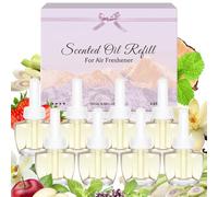 LASENTEUR Lot de 8 recharges de 19 ml, compatibles avec Air Wick et Glade, parfum d'ambiance et désodorisant à la prise avec citronnelle, menthe, jasmin, vanille, pin eucalyptus et patchouli