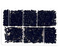 Connect Laser 35002 Assortiment de vis Noires autotaraudeuses Pozi à collerette, 700 pièces