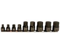Laser 5665 Low Profile Impact Hex Socket Bit Set 1/4" D, 3/8" D 9pc