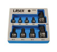 Laser – Jeu de douilles spline 6725 – 1/4-3/8-1/2 profil bas, finition noire, 9 pièces