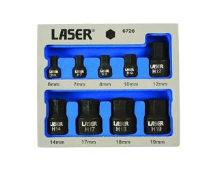 Laser 6726 Low Profile Hex douilles de - Argent (9 pièces)